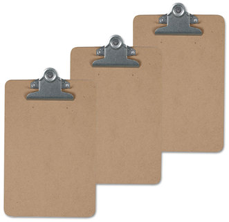 Universal® Hardboard Clipboard 1.25" Clip Capacity, Holds 8.5 x 14 Sheets, Brown, 3/Pack