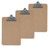 A Picture of product UNV-40305VP Universal® Hardboard Clipboard 1.25" Clip Capacity, Holds 8.5 x 14 Sheets, Brown, 3/Pack