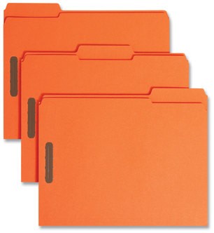 Smead™ Top Tab Colored Fastener Folders 0.75" Expansion, 2 Fasteners, Letter Size, Orange Exterior, 50/Box