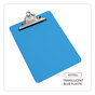 A Picture of product UNV-40307 Universal® Plastic Clipboard with High Capacity Clip 1.25" Holds 8.5 x 11 Sheets, Translucent Blue