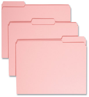 Smead™ Reinforced Top Tab Colored File Folders 1/3-Cut Tabs: Assorted, Letter Size, 0.75" Expansion, Pink, 100/Box