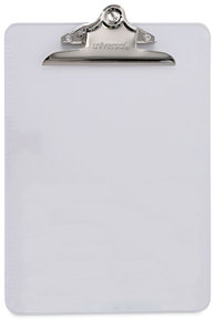 Universal® Plastic Clipboard with High Capacity Clip 1.25" Holds 8.5 x 11 Sheets, Clear