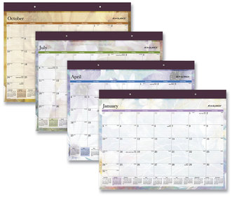 AT-A-GLANCE® Dreams Desk Pad Calendar Seasonal Artwork, 21.75 x 17, White/Multicolor Sheets, Purple Binding, 12-Month (Jan to Dec): 2024