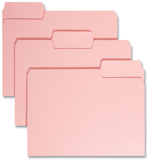 Smead™ Colored File Folders 1/3-Cut Tabs: Assorted, Letter Size, 0.75" Expansion, Pink, 100/Box