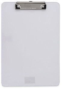 Universal® Plastic Clipboard with Low Profile Clip 0.5" Capacity, Holds 8.5 x 11 Sheets, Clear