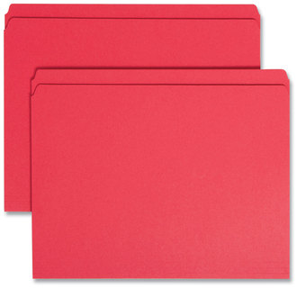 Smead™ Reinforced Top Tab Colored File Folders Straight Tabs, Letter Size, 0.75" Expansion, Red, 100/Box