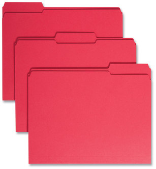 Smead™ Reinforced Top Tab Colored File Folders 1/3-Cut Tabs: Assorted, Letter Size, 0.75" Expansion, Red, 100/Box