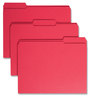 A Picture of product SMD-12734 Smead™ Reinforced Top Tab Colored File Folders 1/3-Cut Tabs: Assorted, Letter Size, 0.75" Expansion, Red, 100/Box