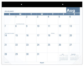 AT-A-GLANCE® Academic Large Print Desk Pad 21.75 x 17, White/Blue Sheets, 12 Month (July to June): 2023 2024