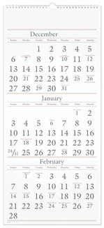 AT-A-GLANCE® Three-Month Reference Wall Calendar 12 x 27, White Sheets, 15-Month (Dec to Feb): 2023 2025