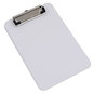 A Picture of product UNV-40312 Universal® Plastic Clipboard with Low Profile Clip 0.5" Capacity, Holds 5 x 8 Sheets, Clear