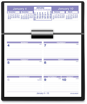 AT-A-GLANCE® Flip-A-Week® Desk Calendar and Base 7 x 5.5, White Sheets, 12-Month (Jan to Dec): 2024