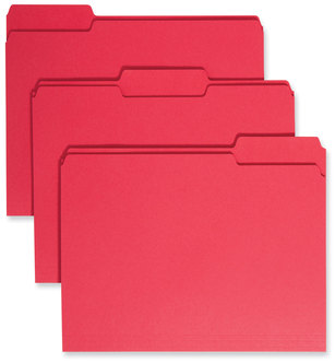 Smead™ Colored File Folders 1/3-Cut Tabs: Assorted, Letter Size, 0.75" Expansion, Red, 100/Box