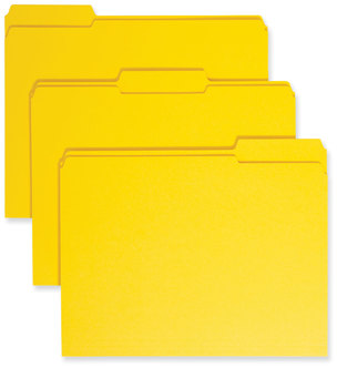 Smead™ Reinforced Top Tab Colored File Folders 1/3-Cut Tabs: Assorted, Letter Size, 0.75" Expansion, Yellow, 100/Box