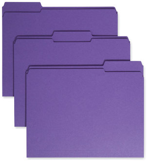 Smead™ Reinforced Top Tab Colored File Folders 1/3-Cut Tabs: Assorted, Letter Size, 0.75" Expansion, Purple, 100/Box