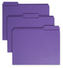 A Picture of product SMD-13034 Smead™ Reinforced Top Tab Colored File Folders 1/3-Cut Tabs: Assorted, Letter Size, 0.75" Expansion, Purple, 100/Box