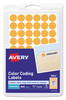 A Picture of product AVE-05062 Avery® Handwrite Only Self-Adhesive Removable Round Color-Coding Labels 0.5" dia, Neon Orange, 60/Sheet, 14 Sheets/Pack, (5062)