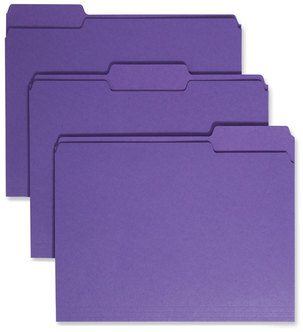 Smead™ Colored File Folders 1/3-Cut Tabs: Assorted, Letter Size, 0.75" Expansion, Purple, 100/Box
