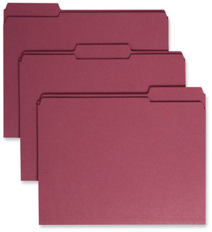 Smead™ Reinforced Top Tab Colored File Folders 1/3-Cut Tabs: Assorted, Letter Size, 0.75" Expansion, Maroon, 100/Box