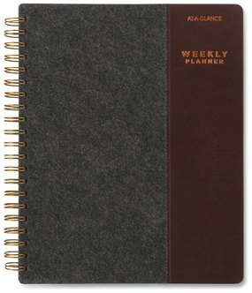 AT-A-GLANCE® Signature Collection® Two-Toned Weekly/Monthly Planner 11 x 8.5, Gray/Brown Cover, 13-Month (Jan to Jan): 2023 2024