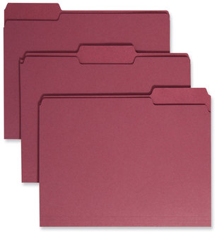 Smead™ Colored File Folders 1/3-Cut Tabs: Assorted, Letter Size, 0.75" Expansion, Maroon, 100/Box