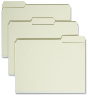 Smead™ Expanding Recycled Heavy Pressboard Folders 1/3-Cut Tabs: Assorted, Letter Size, 1" Expansion, Gray-Green, 25/Box