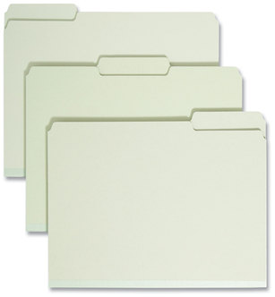 Smead™ Expanding Recycled Heavy Pressboard Folders 1/3-Cut Tabs: Assorted, Letter Size, 2" Expansion, Gray-Green, 25/Box