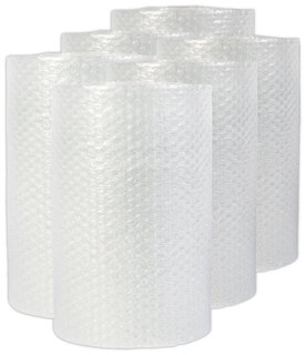 Universal® Bubble Packaging 0.5" Thick, 12" x 30 ft, Perforated Every Clear, 6/Carton