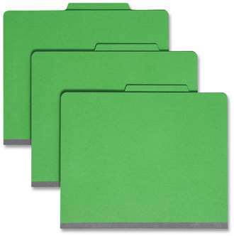Smead™ Colored Top Tab Classification Folders with SafeSHIELD® Coated Fasteners Four 2" Expansion, 1 Divider, Letter Size, Green Exterior, 10/Box