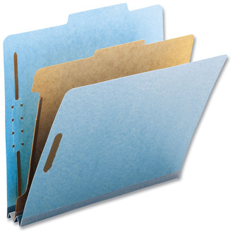 Smead™ 100% Recycled Pressboard Classification Folders 2" Expansion, 1 Divider, 4 Fasteners, Letter Size, Blue Exterior, 10/Box