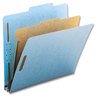 A Picture of product SMD-13721 Smead™ 100% Recycled Pressboard Classification Folders 2" Expansion, 1 Divider, 4 Fasteners, Letter Size, Blue Exterior, 10/Box