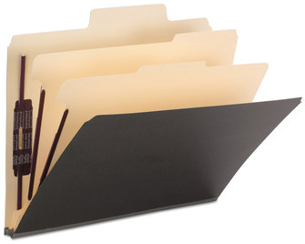 Smead™ SuperTab® Colored Classification Folders with SafeSHIELD® Coated Fastener Technology Six Fasteners, 2" Expansion, 2 Dividers, Letter Size, Dark Gray, 10/Box