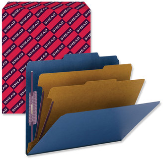 Smead™ Six-Section Colored Pressboard Top Tab Classification Folders with SafeSHIELD® Coated Fasteners Six 2 Dividers, Letter Size, Dark Blue, 10/Box