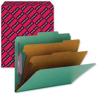 Smead™ Six-Section Colored Pressboard Top Tab Classification Folders with SafeSHIELD® Coated Fasteners Six 2 Dividers, Letter Size, Green, 10/Box