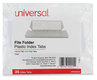 A Picture of product UNV-42215 Universal® Hanging File Folder Plastic Index Tabs 1/5-Cut, Clear, 2.25" Wide, 25/Pack
