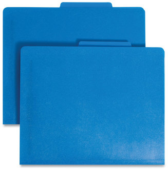 Smead™ Six-Section Poly Classification Folders 2" Expansion, 2 Dividers, 6 Fasteners, Letter Size, Blue Exterior, 10/Box