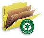 A Picture of product SMD-14064 Smead™ 100% Recycled Pressboard Classification Folders 2" Expansion, 2 Dividers, 6 Fasteners, Letter Size, Yellow Exterior, 10/Box