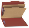 A Picture of product SMD-14073 Smead™ Pressboard Classification Folders with SafeSHIELD® Coated Fasteners Six 2" Expansion, 2 Dividers, Letter Size, Red, 10/Box