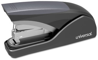 Universal® Deluxe Power Assist Flat-Clinch Full Strip Stapler 25-Sheet Capacity, Black/Gray