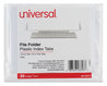 A Picture of product UNV-43313 Universal® Hanging File Folder Plastic Index Tabs 1/3-Cut, Clear, 3.7" Wide, 25/Pack