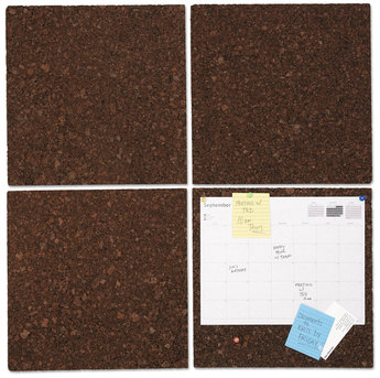 Universal® Cork Tile Panels 12 x Dark Brown Surface, 4/Pack