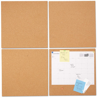 Universal® Cork Tile Panels 12 x Brown Surface, 4/Pack