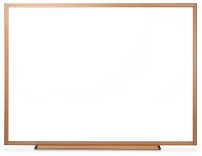 Universal® Deluxe Melamine Dry Erase Board 48 x 36, White Surface, Oak Fiberboard Frame