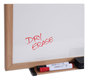 A Picture of product UNV-43619 Universal® Deluxe Melamine Dry Erase Board 36 x 24, White Surface, Oak Fiberboard Frame