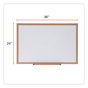 A Picture of product UNV-43619 Universal® Deluxe Melamine Dry Erase Board 36 x 24, White Surface, Oak Fiberboard Frame