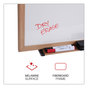 A Picture of product UNV-43619 Universal® Deluxe Melamine Dry Erase Board 36 x 24, White Surface, Oak Fiberboard Frame