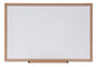 A Picture of product UNV-43619 Universal® Deluxe Melamine Dry Erase Board 36 x 24, White Surface, Oak Fiberboard Frame