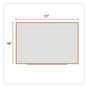 A Picture of product UNV-43621 Universal® Deluxe Melamine Dry Erase Board 72 x 48, White Surface, Oak Fiberboard Frame