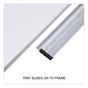 A Picture of product UNV-43625 Universal® Deluxe Melamine Dry Erase Board 60 x 36, White Surface, Silver Anodized Aluminum Frame