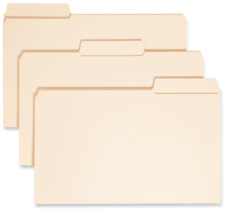 Smead™ SuperTab® Reinforced Guide Height Top Tab Folders 1/3-Cut Tabs: Assorted, Legal Size, 0.75" Expansion, Manila, 100/Box